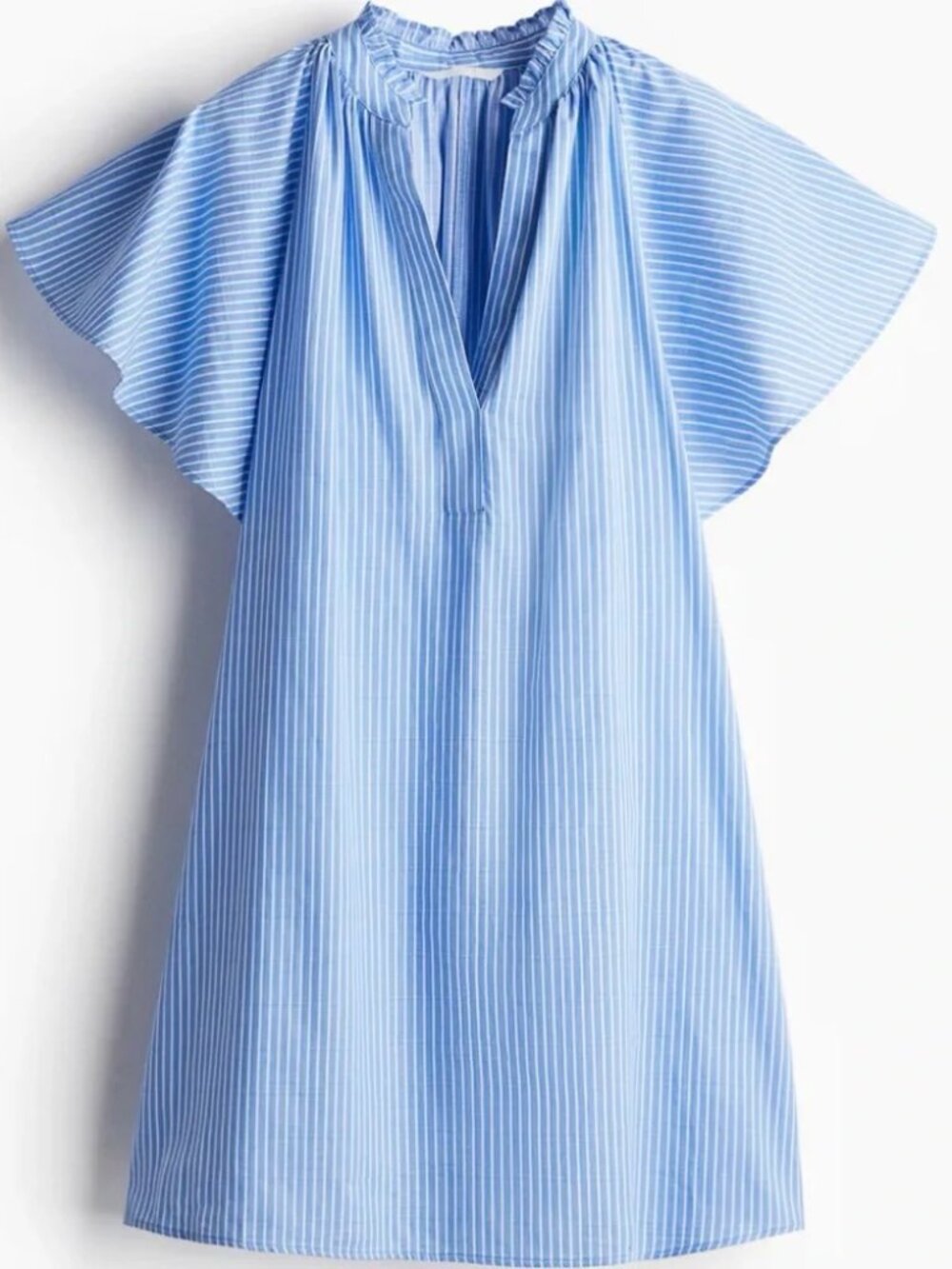 H&M Blue & White Striped Flutter-Sleeve Tunic XL  NWT
